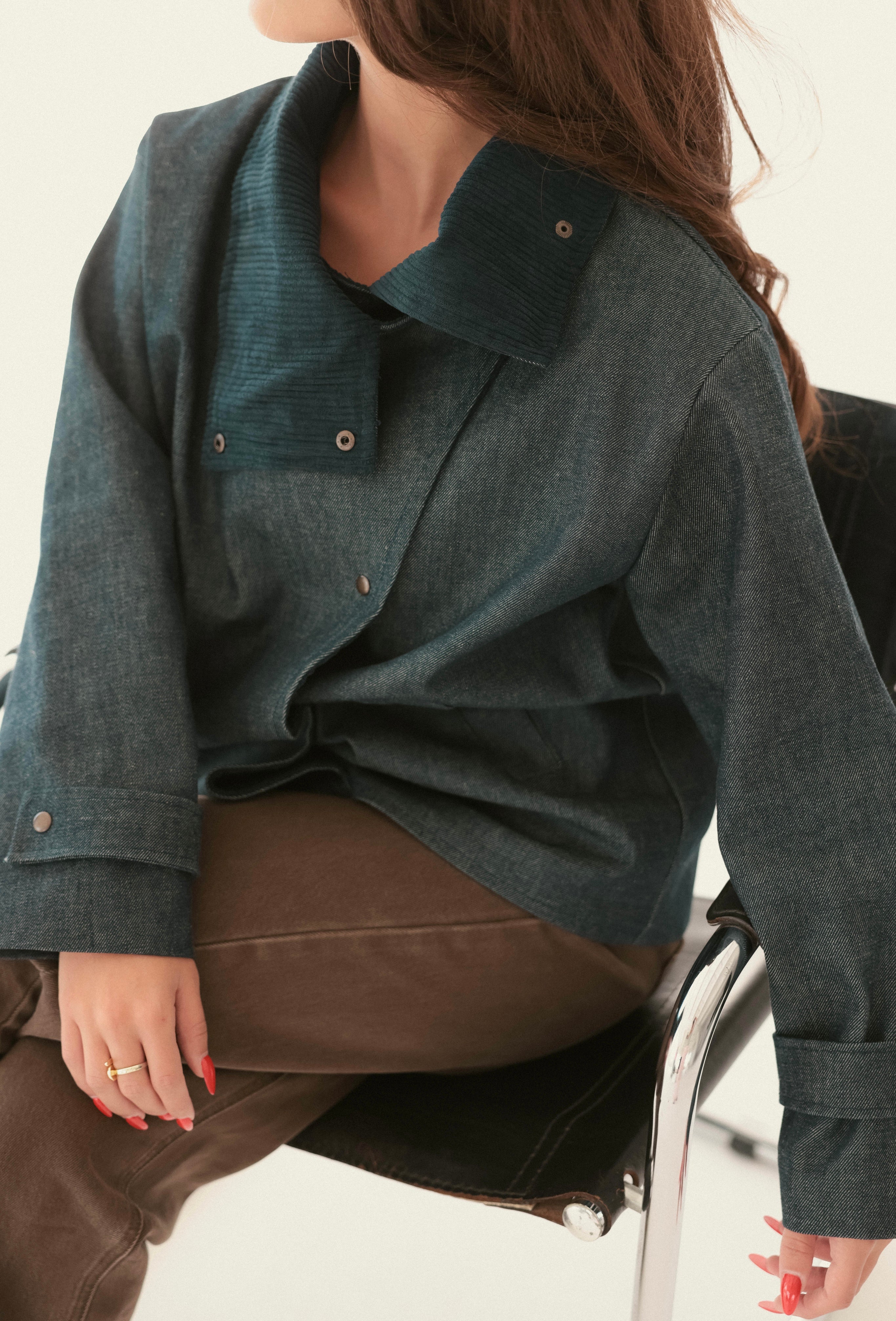 Blue denim jacket with collar detail